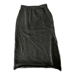St. John Basics‎ Santana Knit Black Side Slit Midi Wool Blend Skirt Woman's 6